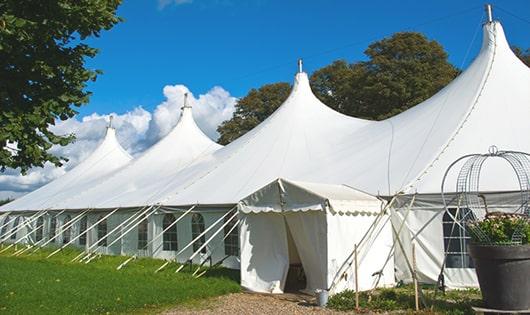 portable restrooms arranged for a special event, providing quick and easy access for attendees in Costa Mesa